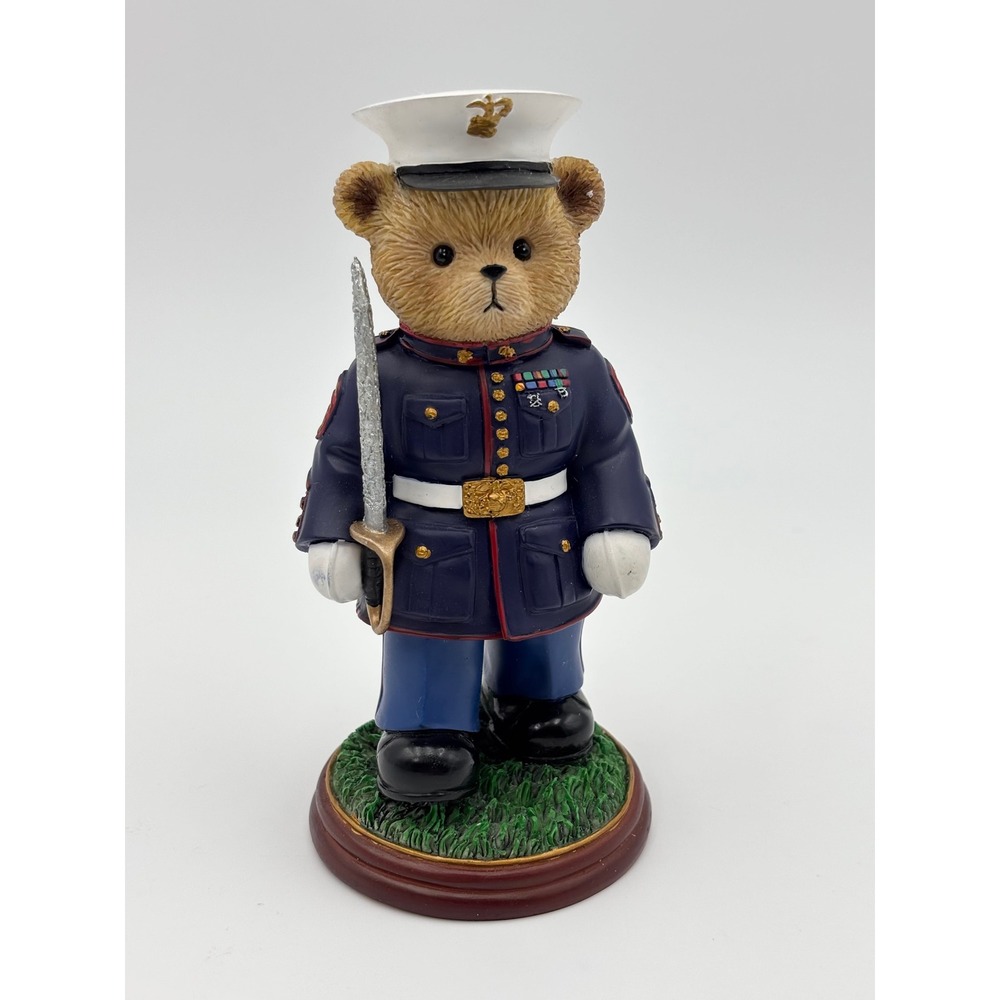 Hamilton Collection Semper Fi Dress Blues USMC Marine Teddy Bear Figurine